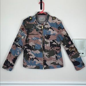 ZADIG & VOLTAIRE Kavy Camou Brode Embroidered Jacket, Size L fits like a M